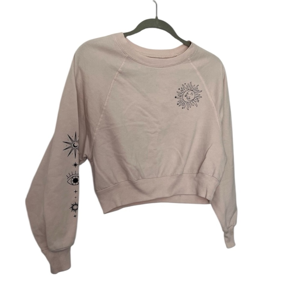 Pink Cropped Crewneck Sweatshirt
